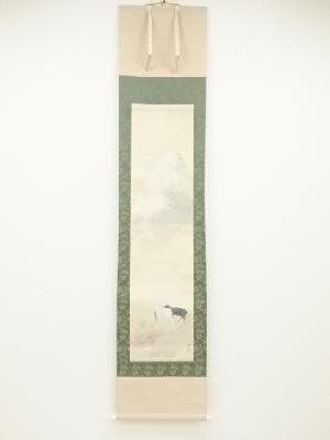 梶喜一筆　朝霧　肉筆紙本掛軸（共箱）